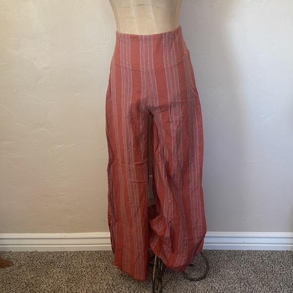 Free People Kats Striped Wide Leg Linen Pant - Picture 2 of 5